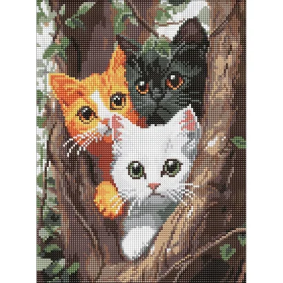 Алмазна мозаїка "Котики на дереві" &copy;art_selena_ua AMO8299, 30х40 см