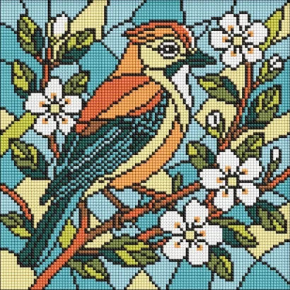Алмазна мозаїка "Вітраж. Сойка" &copy;art_selena_ua AMO8317, 30х30 см 