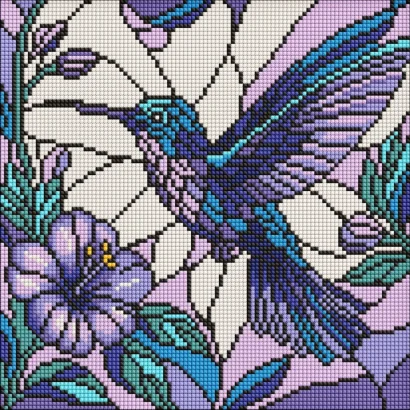 Алмазна мозаїка "Вітраж. Колібрі" &copy;art_selena_ua AMO8319, 30х30 см 