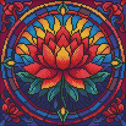 Алмазна мозаїка "Вітраж. Лотос" &copy;art_selena_ua AMO8330, 30х30 см 