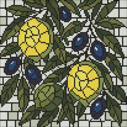 Алмазна мозаїка "Вітраж. Лимони" &copy;art_selena_ua AMO8349, 30х30 см