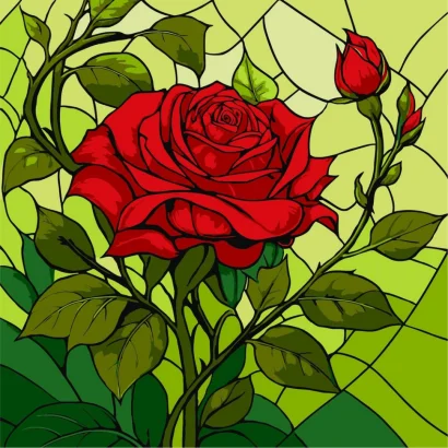 Картина за номерами "Вітраж. Троянда" &copy;art_selena_ua KHO3320, 30х30 см
