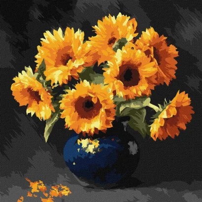 Картина за номерами "Соняшник в темряві" &copy;art_selena_ua KHO3330, 40x40 см 