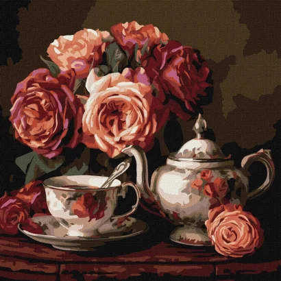 Картина за номерами "Троянди в темряві" &copy;art_selena_ua KHO3331, 40x40 см