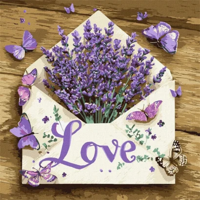 Картина за номерами "Лаванда в конверті" &copy;art_selena_ua KHO5175, 40x40 см 