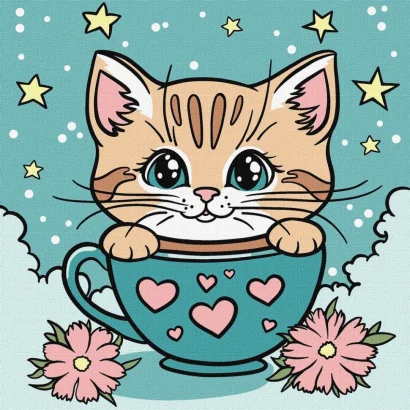 Картина за номерами "Чудовий котик" &copy;art_selena_ua KHO6280, 25х25 см