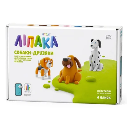 Набір пластиліну "Собаки-Друзі Далматинець Турбо, Лабрадор Ням-Ням, Бігль Вокі" ЛІПАКА 60058-UA01 самостійно твердіє