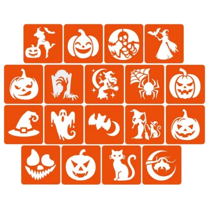 Набір для біо-тату "Хелловін - гліттер" set-halloween-glitter 18 трафаретів