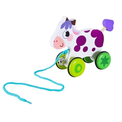 Дитяча дерев&rsquo;яна каталочка "Корівка" C15030-6 на мотузці