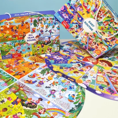 Дитячий віммельпазл "Розпорядок дня" 300619, 100 елементів