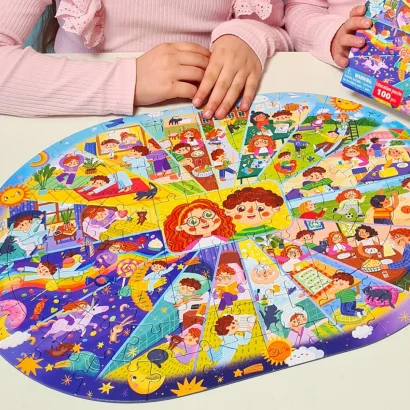 Дитячий віммельпазл "Розпорядок дня" 300619, 100 елементів