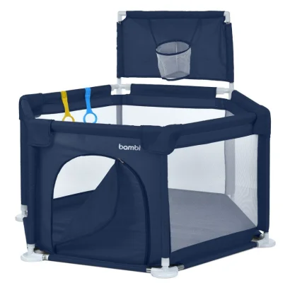 Дитяче ліжко-манеж MR 1340-BL, ширина з ніжками 132 см