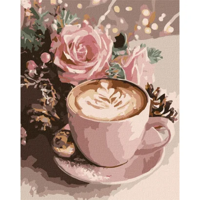 Картина за номерами "Новорічний капучино" KHO5743 з фарбами металік 40х50 см