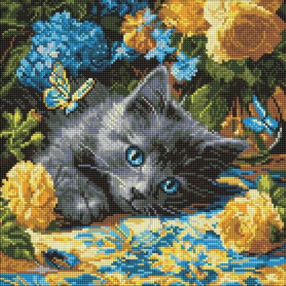 Алмазна мозаїка "Кошеня блакитнооке" AMO8340, 40х40 см