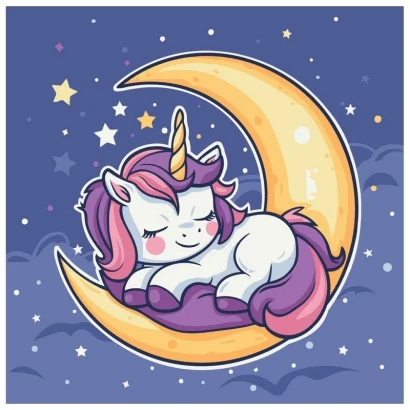 Картина за номерами "Єдиноріжка в зоряному сні" &copy;arttem_illustration 15651-AC 30х30 см