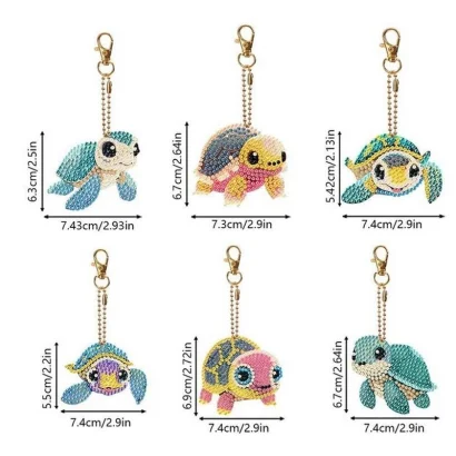 Набір брелків для алмазної мозаїки "Черепашки" BR37 з інструментами 6 шт 