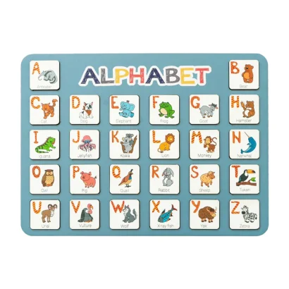 Дерев'яна абетка-вкладиш англійська "ALPHABET" 3240-03-002 синя 29х39 см