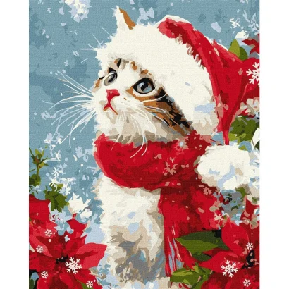 Картина за номерами "Кіт у снігу" &copy;art_selena_ua KHO6851, 40х50 см