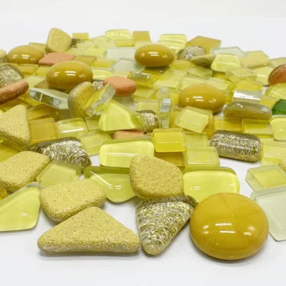 Набір скляних камінців для мозаїки 6505, 200 грам, 150-180 шт, 4 мм, жовтий