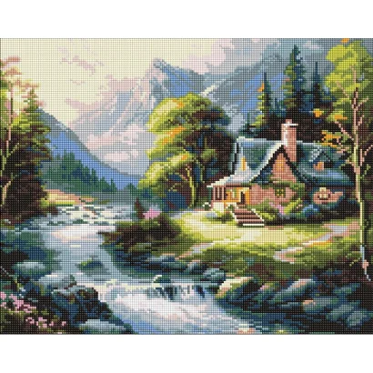 Алмазна мозаїка "Будиночок у горах" &copy;art_selena_ua AMO20002, 40х50 см
