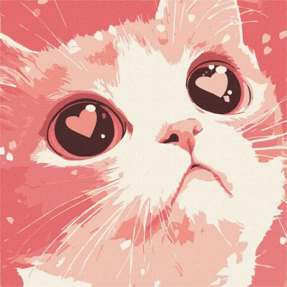 Картина за номерами "Закоханий кіт" &copy;art_selena_ua KHO6864, 30х30 см