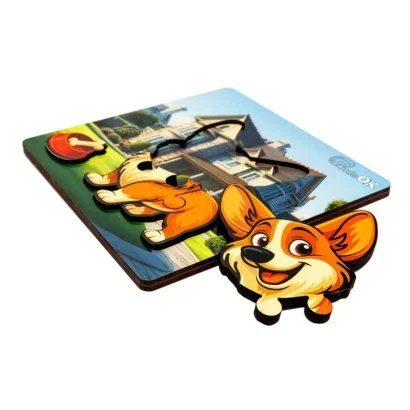 Дерев'яний пазл-вкладиш "Веселий песик" Puz-88753 А6, 4 елементи