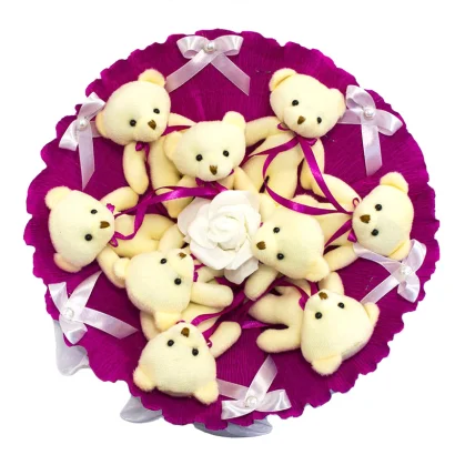 Букет з іграшок Ведмедики фуксія 5351IT з 9ю іграшками