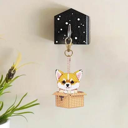 Набір брелків для алмазної мозаїки "Собачки" BR33, 5 штук