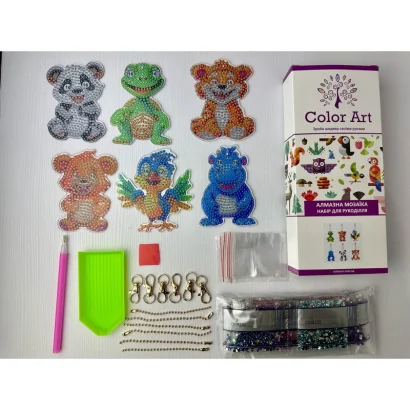 Набір брелків для алмазної мозаїки "Тваринки" BR32, 6 штук