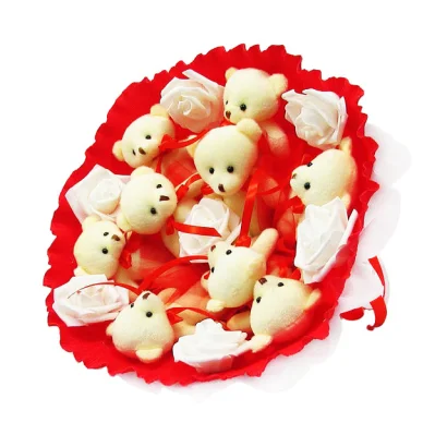 Букет з м'яких іграшок 9 ведмедиків 5338IT червоний