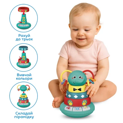 Інтерактивна іграшка, що розвиває, KIDDI SMART &ndash; СЛОНЕНЯ ГРАЙКО (українська, світло)