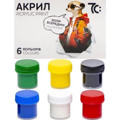 Дитячий набір акрилових фарб 7C50601 6 кольорів, по 10 мл