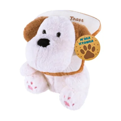 Дитяча м'яка іграшка "Песик" C46609 з тостом, розмір 24 см