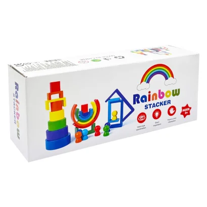 Дерев'яна іграшка "Райдуга-балансир" C15025, 27 різнокольорових фігур
