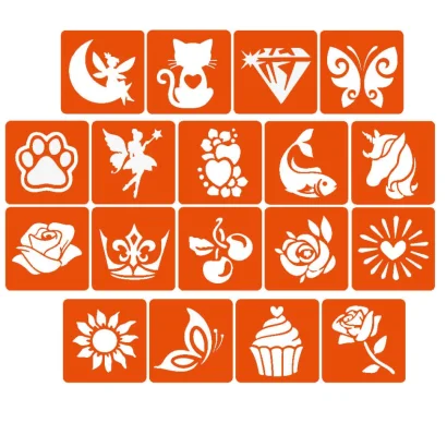 Набір для біо-тату "Для дівчаток #4 - гліттер" set-girls-4-glitter 18 трафаретів