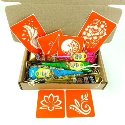 Набір кольорової хни з трафаретами для біо-тату №3 v2 color-henna-set-03 v2