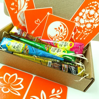 Набір кольорової хни з трафаретами для біо-тату №3 v2 color-henna-set-03 v2