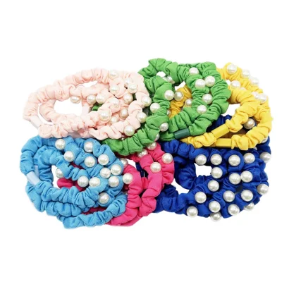 Набір резинок для волосся 0303-1078 різнокольорові, 18 штук, з намистиною