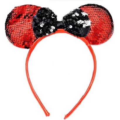 Набір обідків для волосся "Міккі" 0106-264 вушка в паєтках, 6 штук