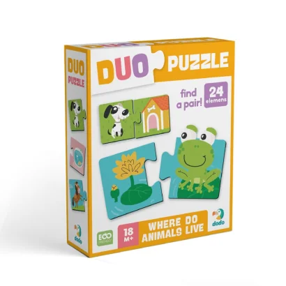 Дитячий пазл "ДУО-Звірята та їх домівки" 300690, 24 елемента