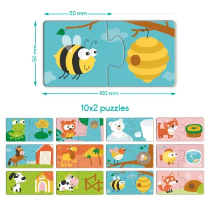 Дитячий пазл "ДУО-Звірята та їх домівки" 300690, 24 елемента
