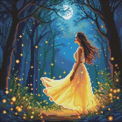 Алмазна мозаїка "Дівчина серед світлячків" &copy;art_selena_ua AMO8224, 40х40 см