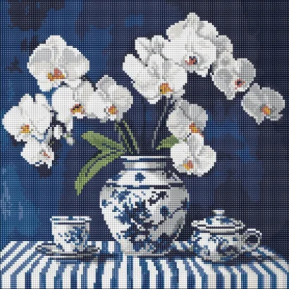 Алмазна мозаїка "Орхідея в порцеляні" &copy;art_selena_ua AMO8255, 40х40 см