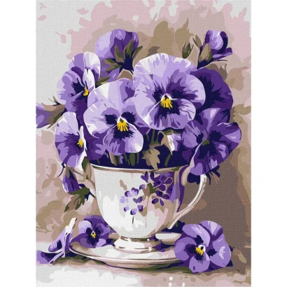 Картина за номерами "Чай з фіалками" &copy;art_selena_ua KHO3335, 30х40 см 