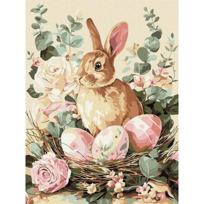 Картина за номерами "Святковий кролик" &copy;art_selena_ua KHO5184, 30х40 см