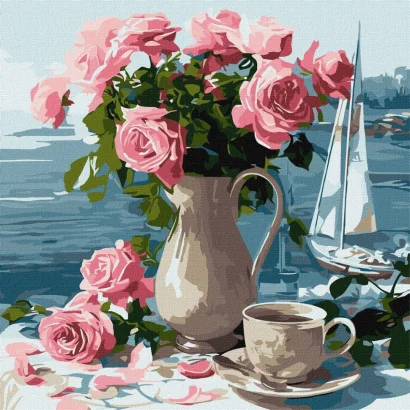 Картина за номерами "Ранкові троянди" &copy;art_selena_ua KHO5741, 40x40 см