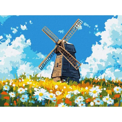 Картина за номерами "Млин посеред поля" &copy;art_selena_ua KHO6399, 30x40 см  