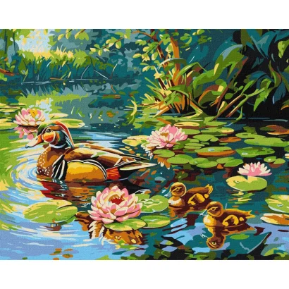 Картина за номерами "Качине сімейство" &copy;art_selena_ua KHO6656, 40х50см