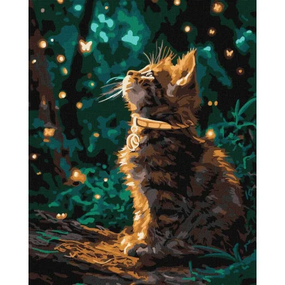 Картина за номерами "Кошеня та світлячки" &copy;art_selena_ua KHO6881, 40х50 см 