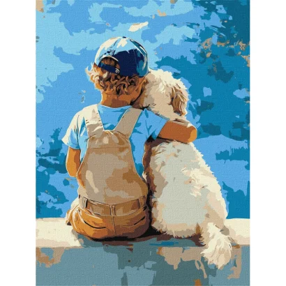 Картина за номерами "Хлопчик та пес" &copy;art_selena_ua KHO8639, 30x40 см 